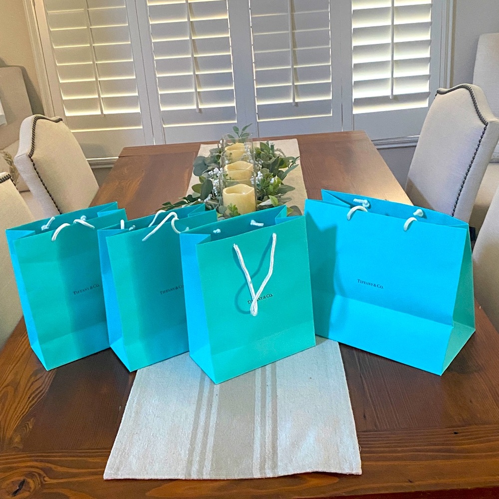 Four Tiffany & Co gift bags